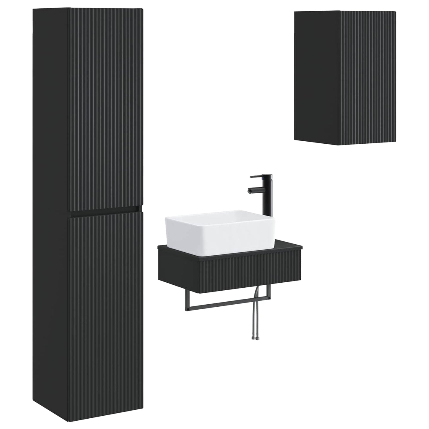 vidaXL Bathroom Furniture Set 3 pcs Black 33 x 34.5 x 160 cm