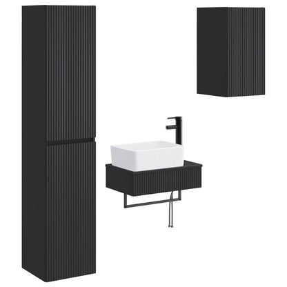 vidaXL Bathroom Furniture Set 3 pcs Black 33 x 34.5 x 160 cm