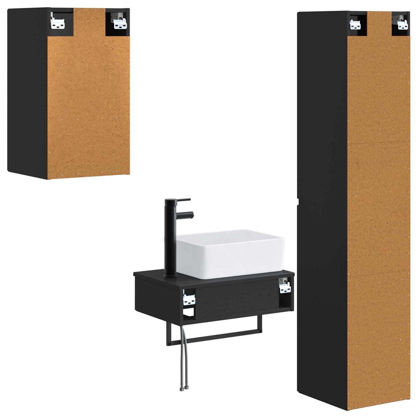vidaXL Bathroom Furniture Set 3 pcs Black 33 x 34.5 x 160 cm