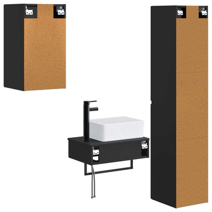 vidaXL Bathroom Furniture Set 3 pcs Black 33 x 34.5 x 160 cm
