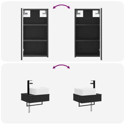 vidaXL Bathroom Furniture Set 3 pcs Black 33 x 34.5 x 160 cm