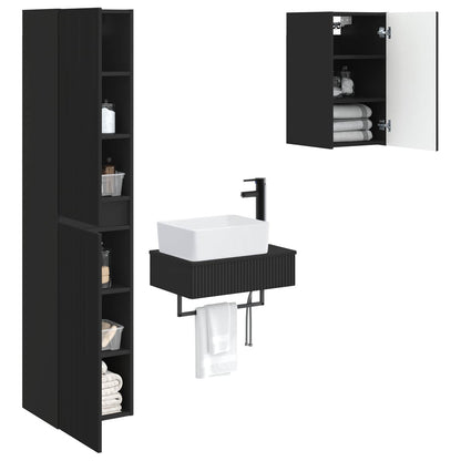 vidaXL Bathroom Furniture Set 3 pcs Black 33 x 34.5 x 160 cm