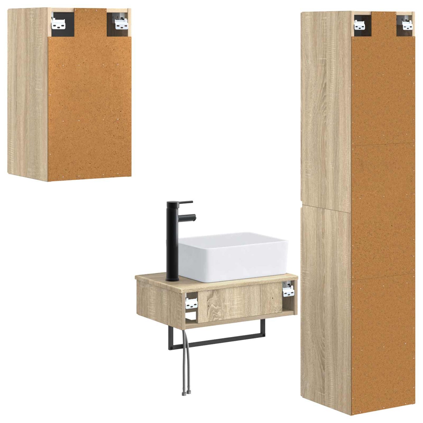 vidaXL Bathroom Furniture Set 3 pcs Sonoma Oak 33 x 34.5 x 160 cm
