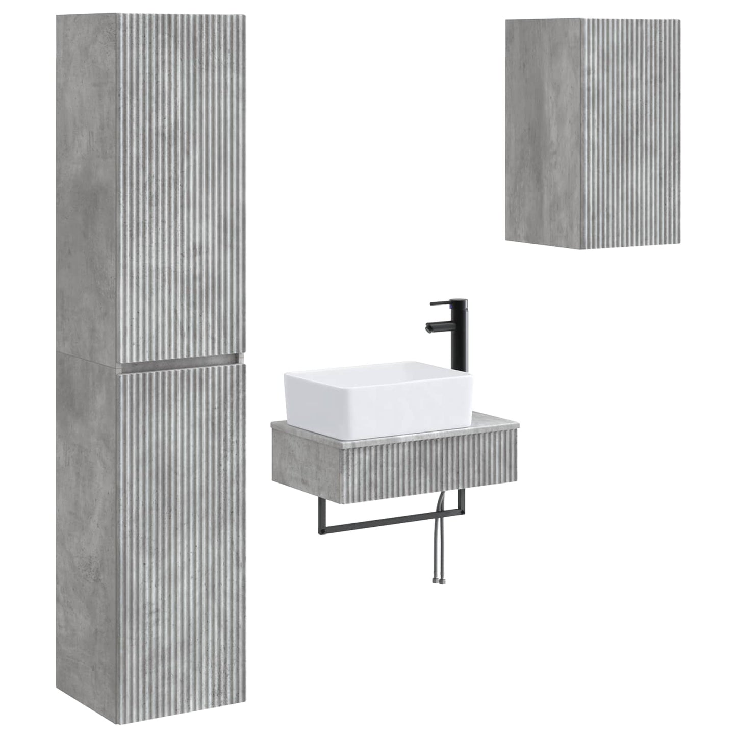 vidaXL Bathroom Furniture Set 3 pcs Concrete Grey 33 x 34.5 x 160 cm