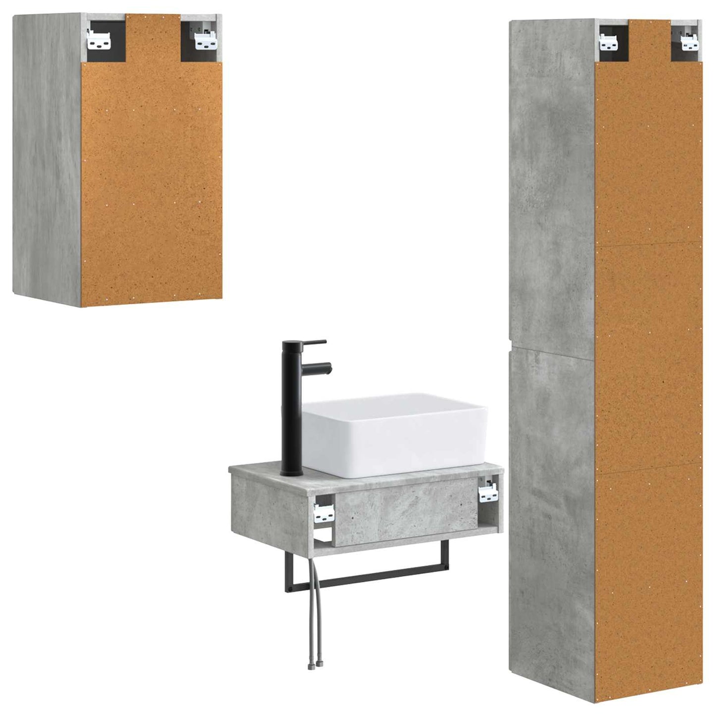 vidaXL Bathroom Furniture Set 3 pcs Concrete Grey 33 x 34.5 x 160 cm