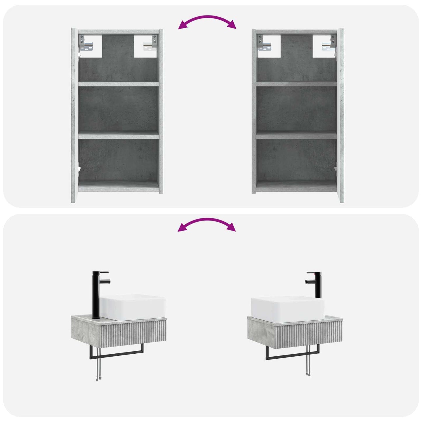 vidaXL Bathroom Furniture Set 3 pcs Concrete Grey 33 x 34.5 x 160 cm