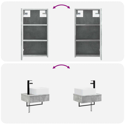 vidaXL Bathroom Furniture Set 3 pcs Concrete Grey 33 x 34.5 x 160 cm