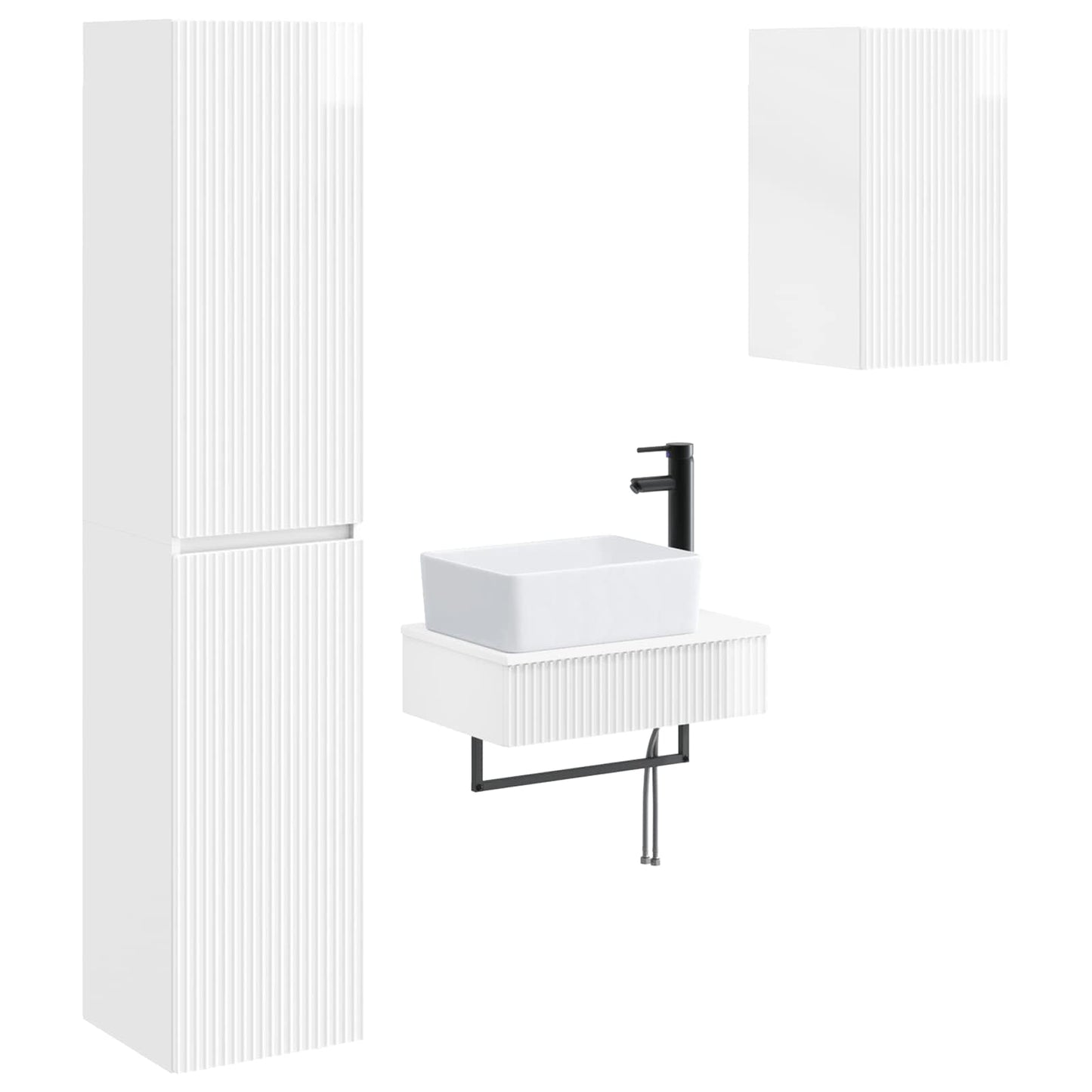 vidaXL Bathroom Furniture Set 3 pcs High Gloss White
