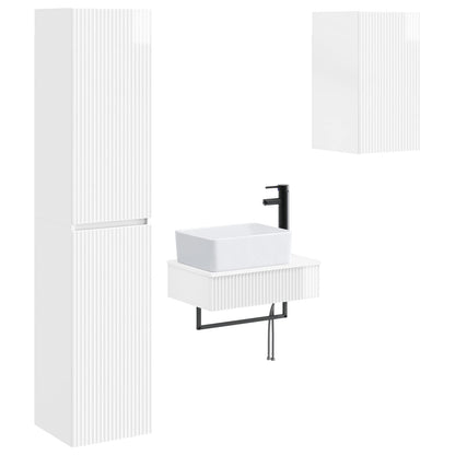 vidaXL Bathroom Furniture Set 3 pcs High Gloss White