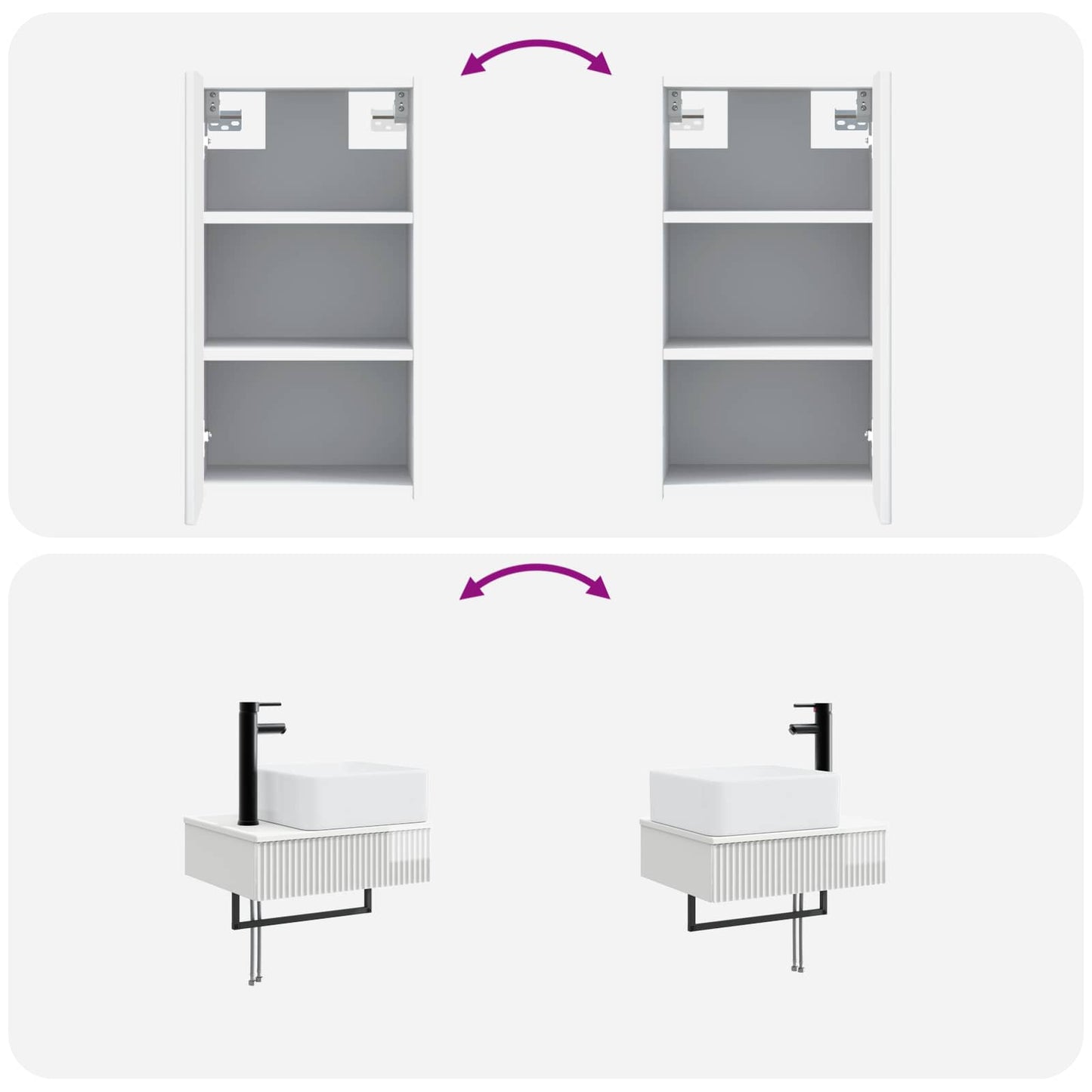 vidaXL Bathroom Furniture Set 3 pcs High Gloss White