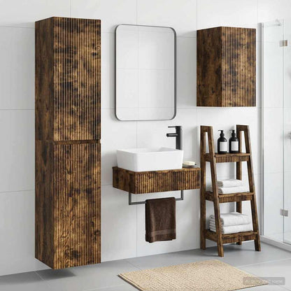 vidaXL Bathroom Furniture Set 3 pcs Smoked Oak 33 x 34.5 x 160 cm