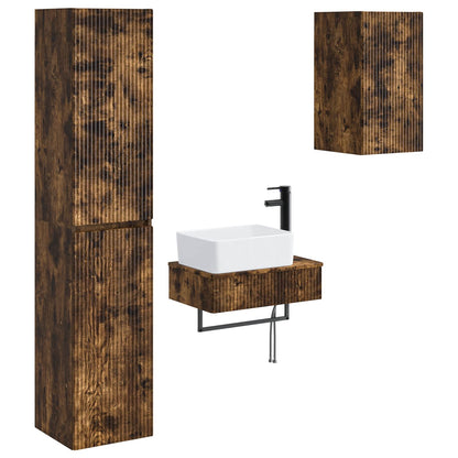 vidaXL Bathroom Furniture Set 3 pcs Smoked Oak 33 x 34.5 x 160 cm