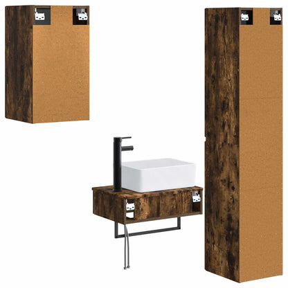 vidaXL Bathroom Furniture Set 3 pcs Smoked Oak 33 x 34.5 x 160 cm