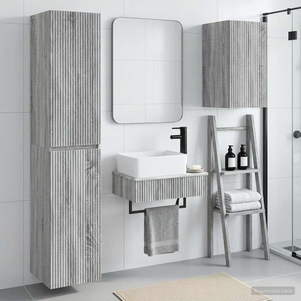 vidaXL Bathroom Furniture Set 3 pcs Grey Sonoma 33 x 34.5 x 160 cm