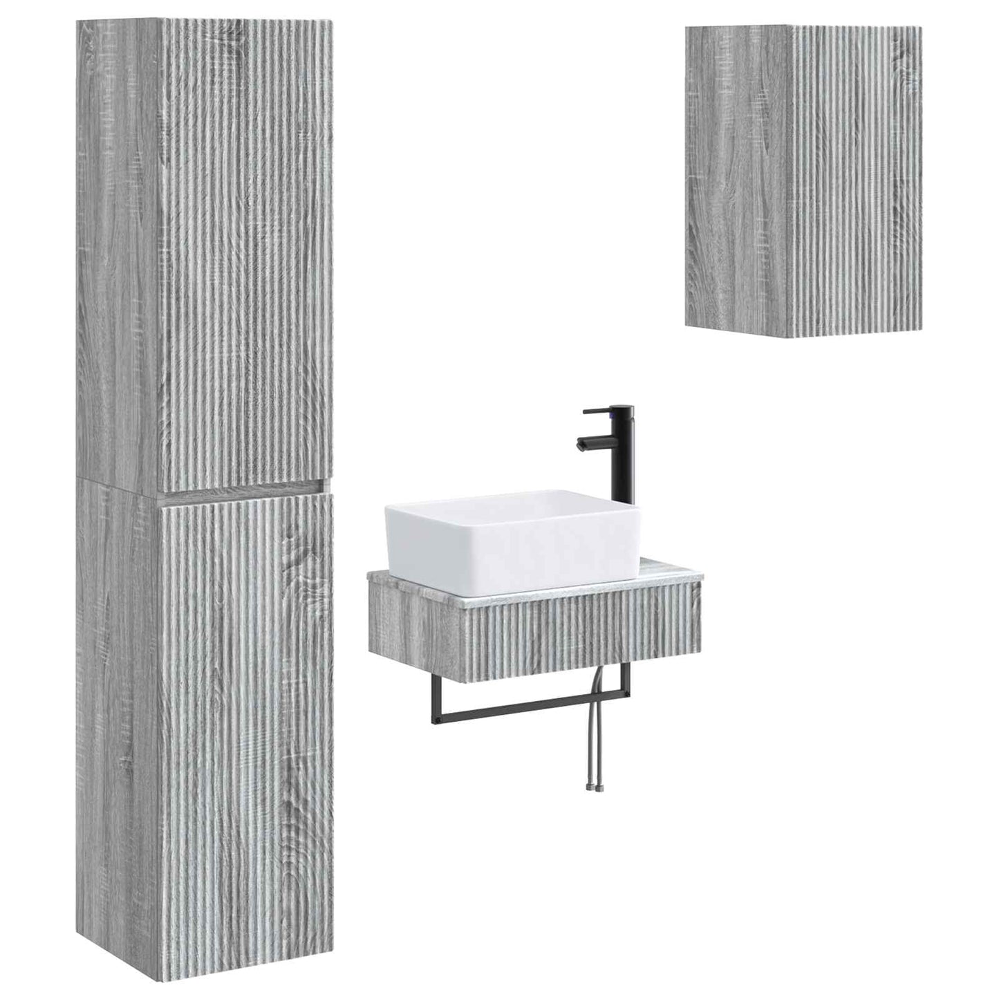 vidaXL Bathroom Furniture Set 3 pcs Grey Sonoma 33 x 34.5 x 160 cm