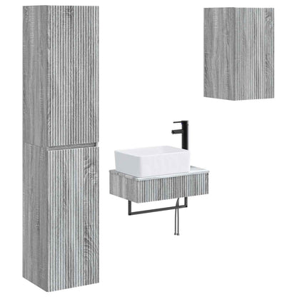 vidaXL Bathroom Furniture Set 3 pcs Grey Sonoma 33 x 34.5 x 160 cm