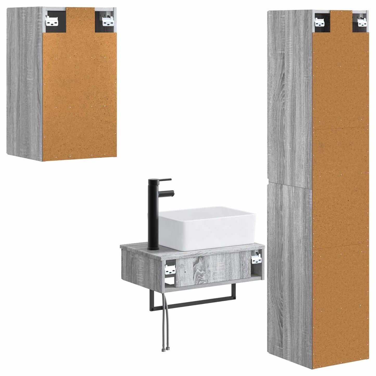 vidaXL Bathroom Furniture Set 3 pcs Grey Sonoma 33 x 34.5 x 160 cm