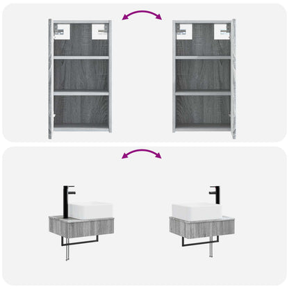 vidaXL Bathroom Furniture Set 3 pcs Grey Sonoma 33 x 34.5 x 160 cm