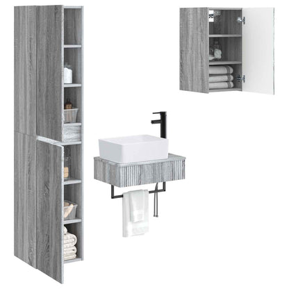 vidaXL Bathroom Furniture Set 3 pcs Grey Sonoma 33 x 34.5 x 160 cm
