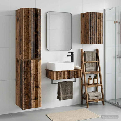 vidaXL Bathroom Furniture Set 3 pcs Old Wood 33 x 34.5 x 160 cm