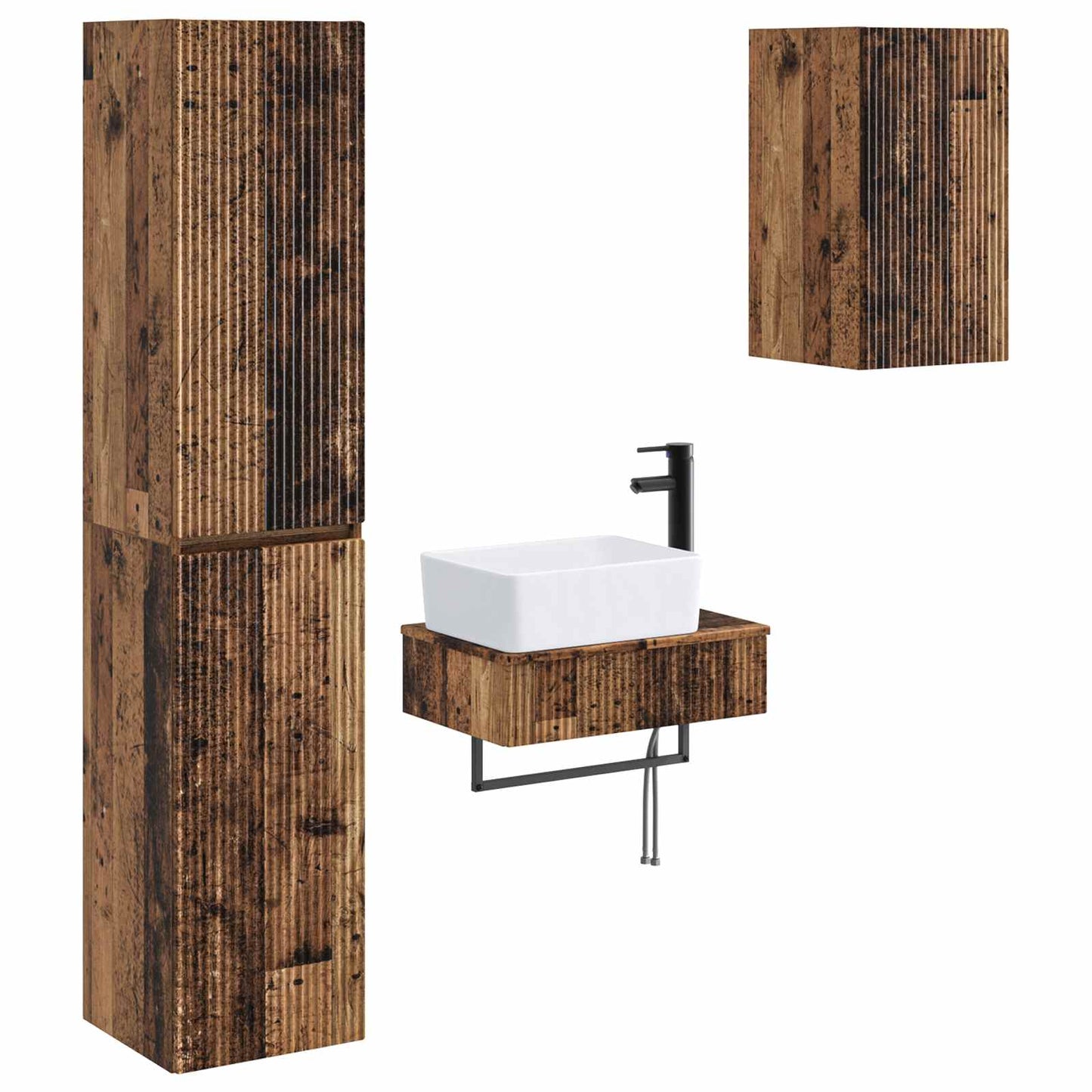 vidaXL Bathroom Furniture Set 3 pcs Old Wood 33 x 34.5 x 160 cm