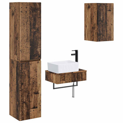 vidaXL Bathroom Furniture Set 3 pcs Old Wood 33 x 34.5 x 160 cm