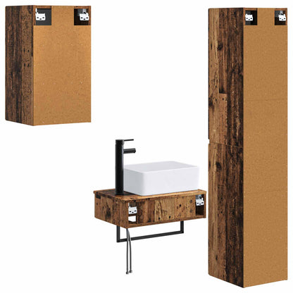 vidaXL Bathroom Furniture Set 3 pcs Old Wood 33 x 34.5 x 160 cm