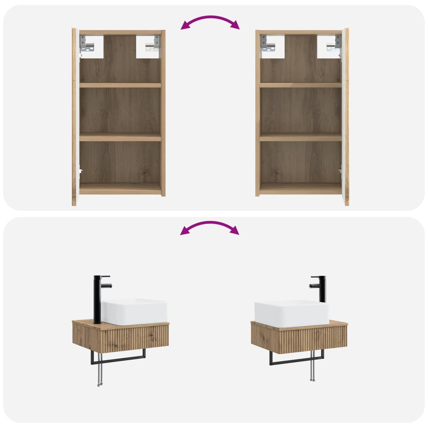 vidaXL Bathroom Furniture Set 3 pcs Artisan Oak 33 x 34.5 x 160 cm