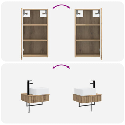 vidaXL Bathroom Furniture Set 3 pcs Artisan Oak 33 x 34.5 x 160 cm