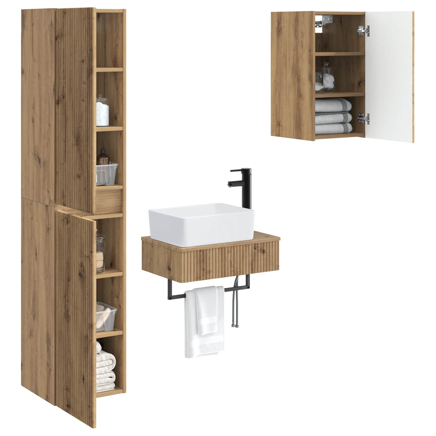 vidaXL Bathroom Furniture Set 3 pcs Artisan Oak 33 x 34.5 x 160 cm