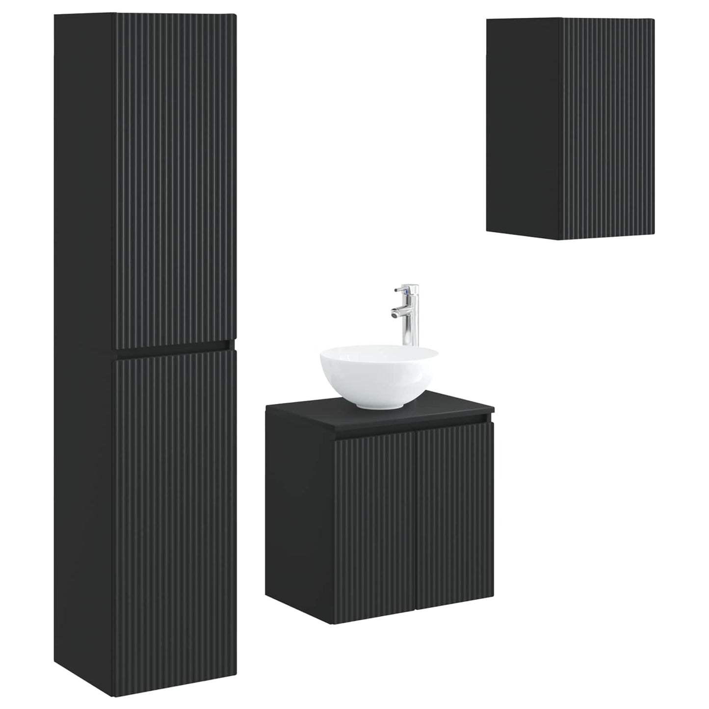 vidaXL Bathroom Furniture Set 3 pcs Black 33 x 34.5 x 160 cm