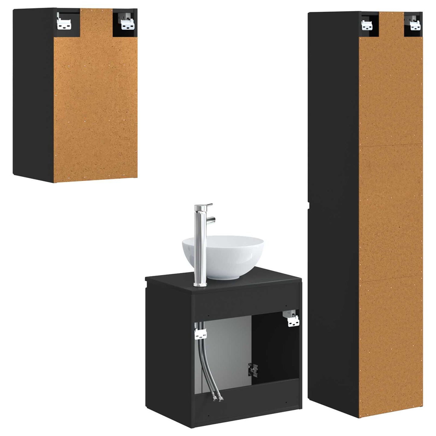 vidaXL Bathroom Furniture Set 3 pcs Black 33 x 34.5 x 160 cm
