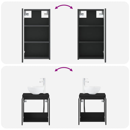 vidaXL Bathroom Furniture Set 3 pcs Black 33 x 34.5 x 160 cm