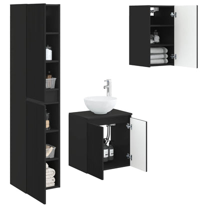 vidaXL Bathroom Furniture Set 3 pcs Black 33 x 34.5 x 160 cm