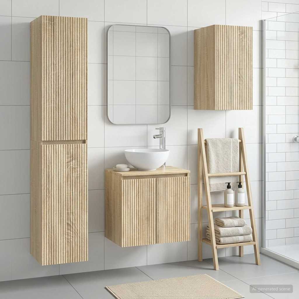vidaXL Bathroom Furniture Set 3 pcs Sonoma Oak 33 x 34.5 x 160 cm