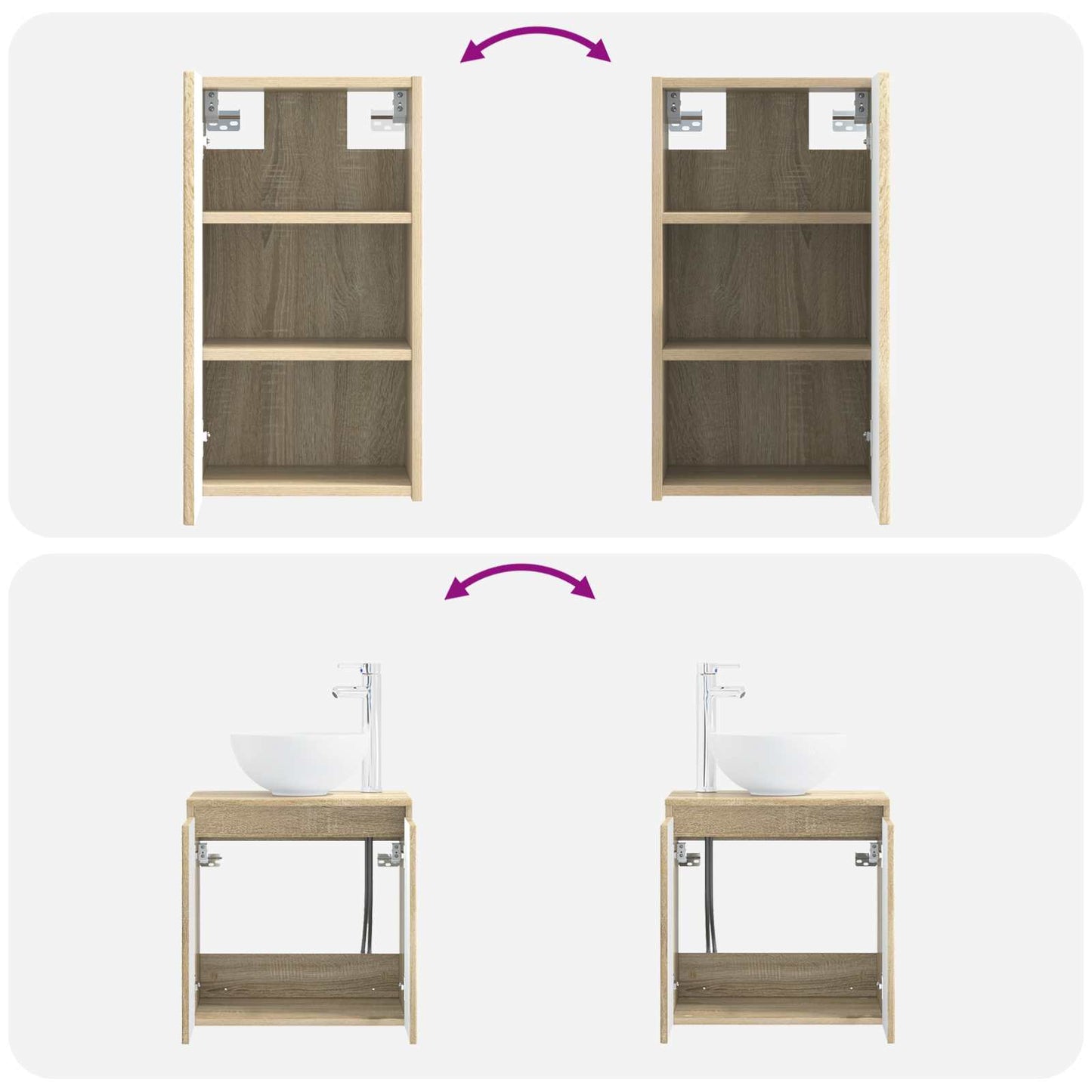 vidaXL Bathroom Furniture Set 3 pcs Sonoma Oak 33 x 34.5 x 160 cm