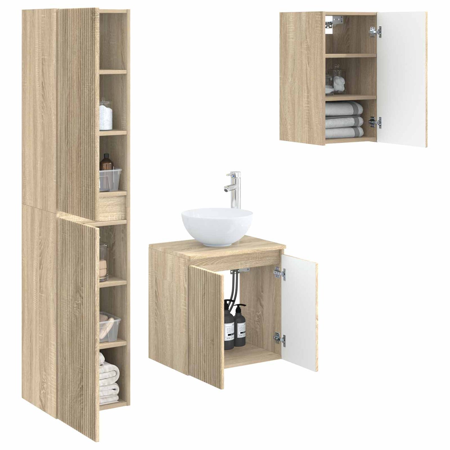 vidaXL Bathroom Furniture Set 3 pcs Sonoma Oak 33 x 34.5 x 160 cm