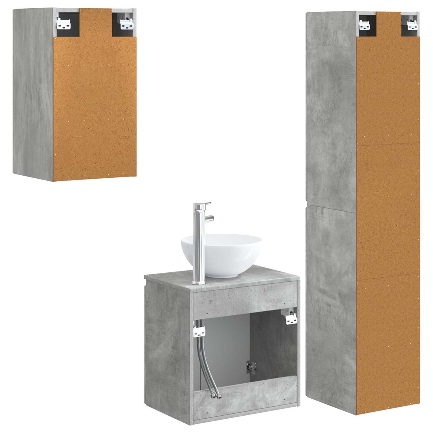 vidaXL Bathroom Furniture Set 3 pcs Concrete Grey 33 x 34.5 x 160 cm