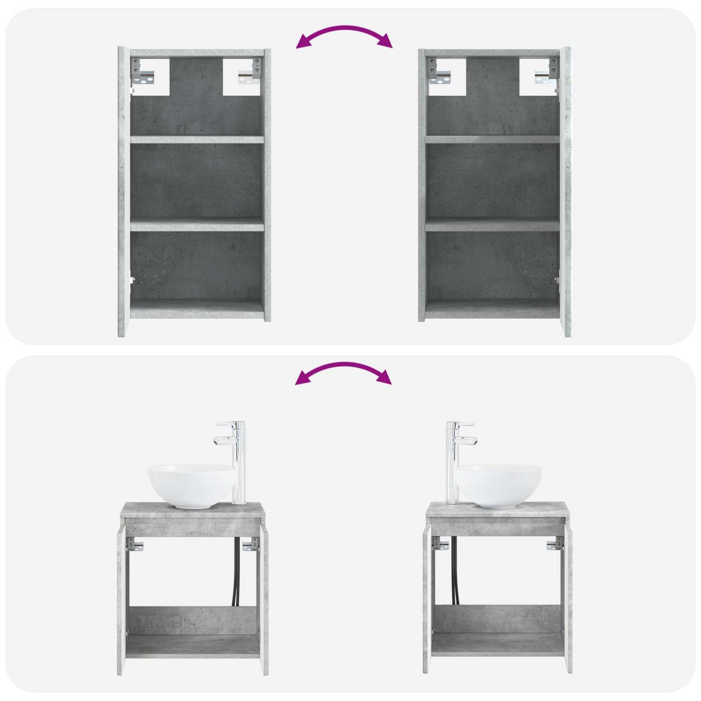 vidaXL Bathroom Furniture Set 3 pcs Concrete Grey 33 x 34.5 x 160 cm