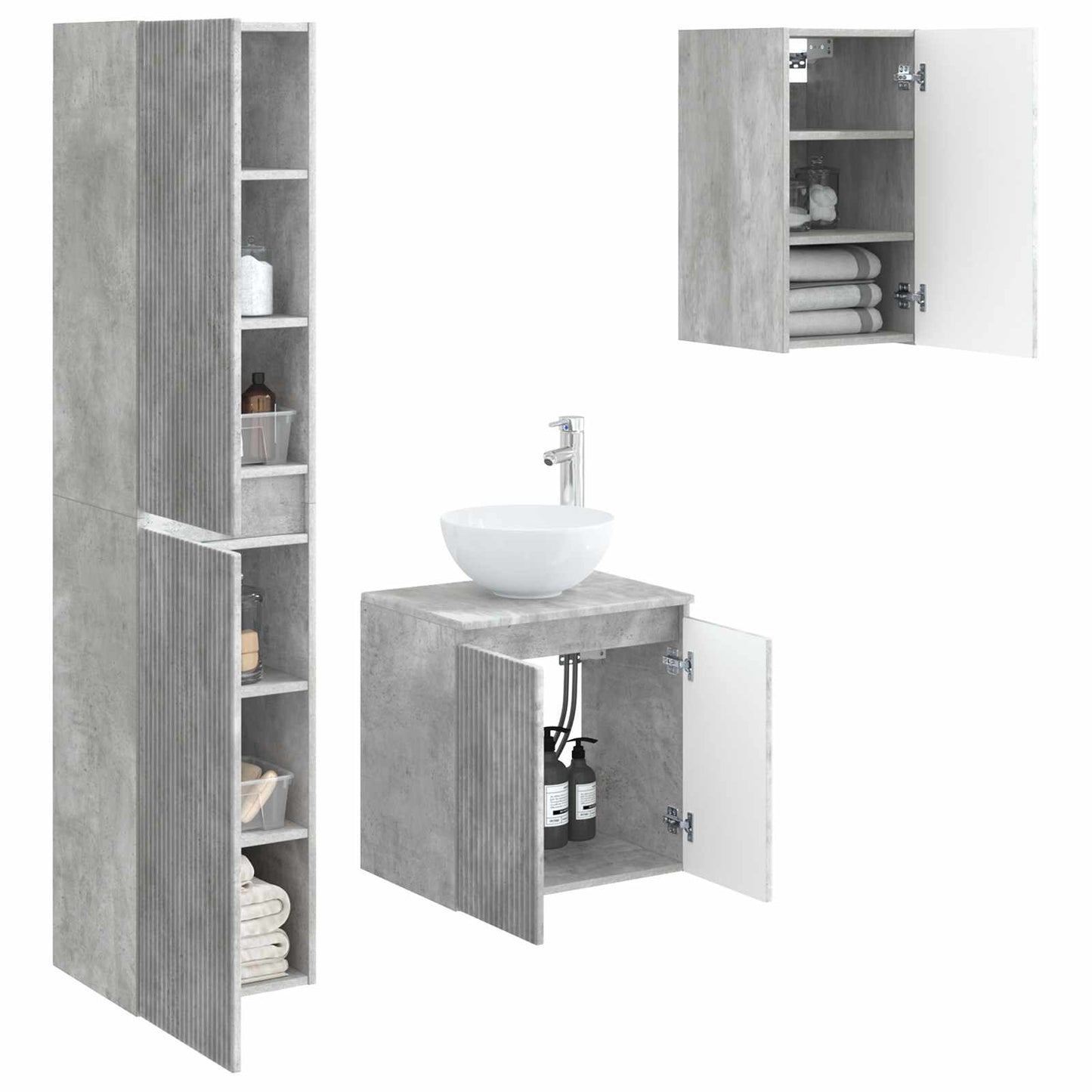 vidaXL Bathroom Furniture Set 3 pcs Concrete Grey 33 x 34.5 x 160 cm