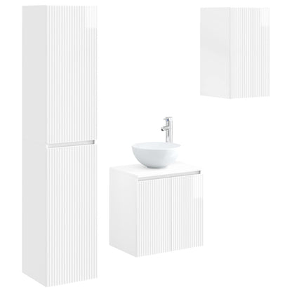 vidaXL Bathroom Furniture Set 3 pcs High Gloss White