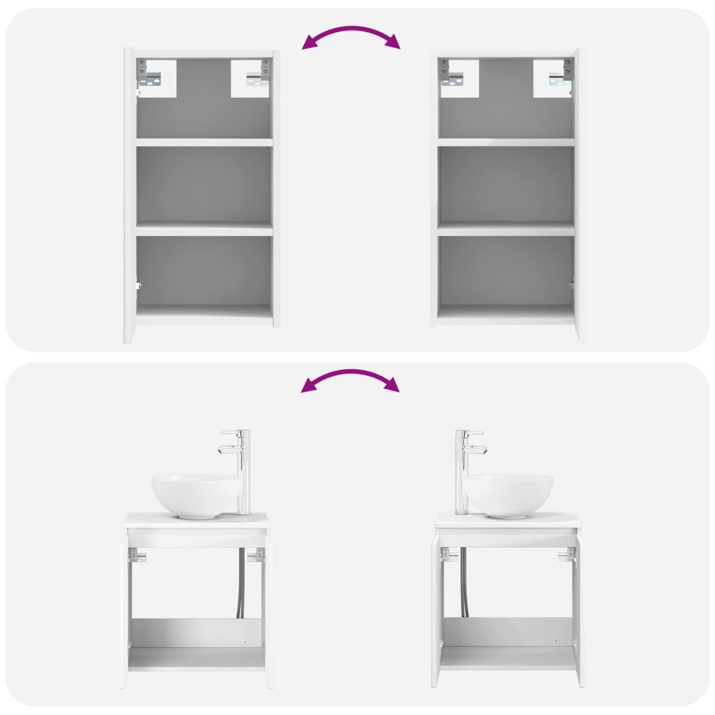 vidaXL Bathroom Furniture Set 3 pcs High Gloss White