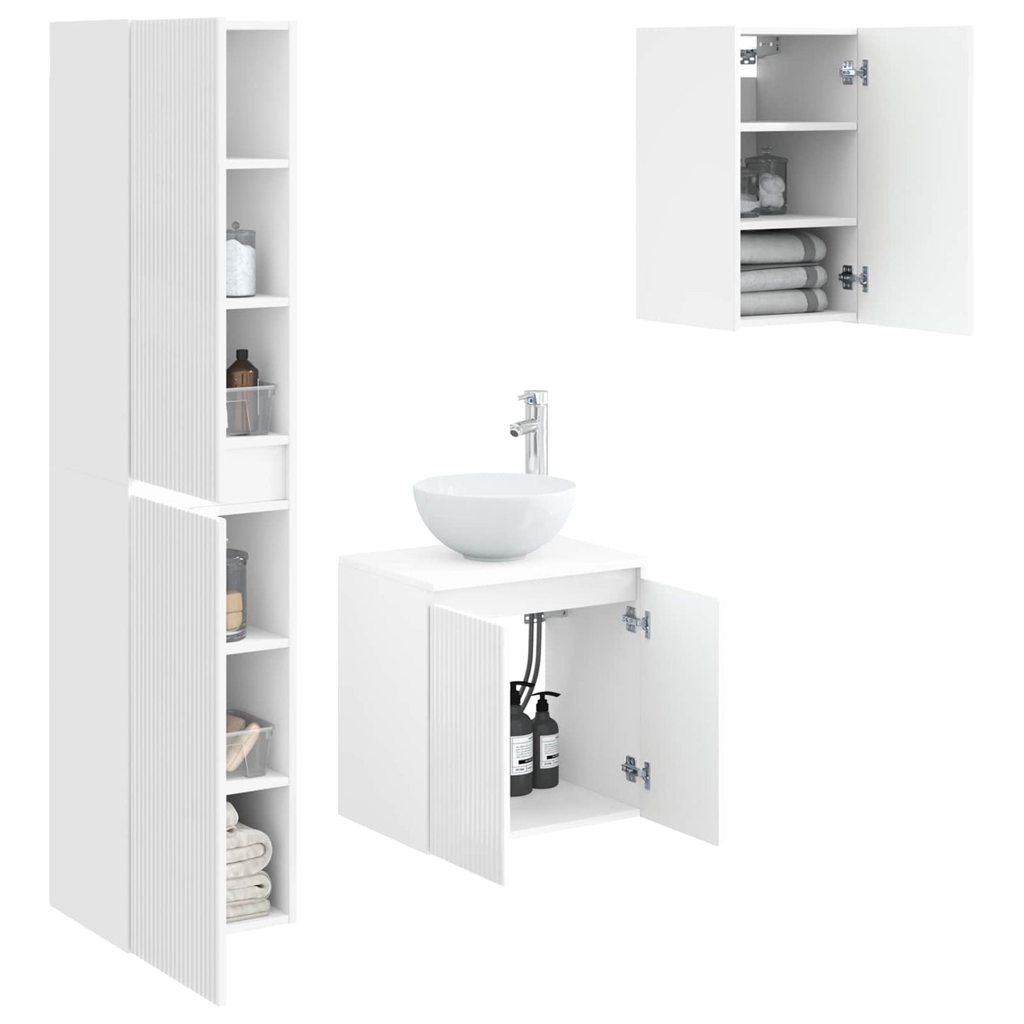vidaXL Bathroom Furniture Set 3 pcs High Gloss White