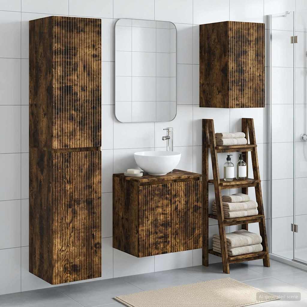 vidaXL Bathroom Furniture Set 3 pcs Smoked Oak 33 x 34.5 x 160 cm
