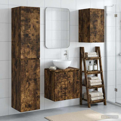 vidaXL Bathroom Furniture Set 3 pcs Smoked Oak 33 x 34.5 x 160 cm