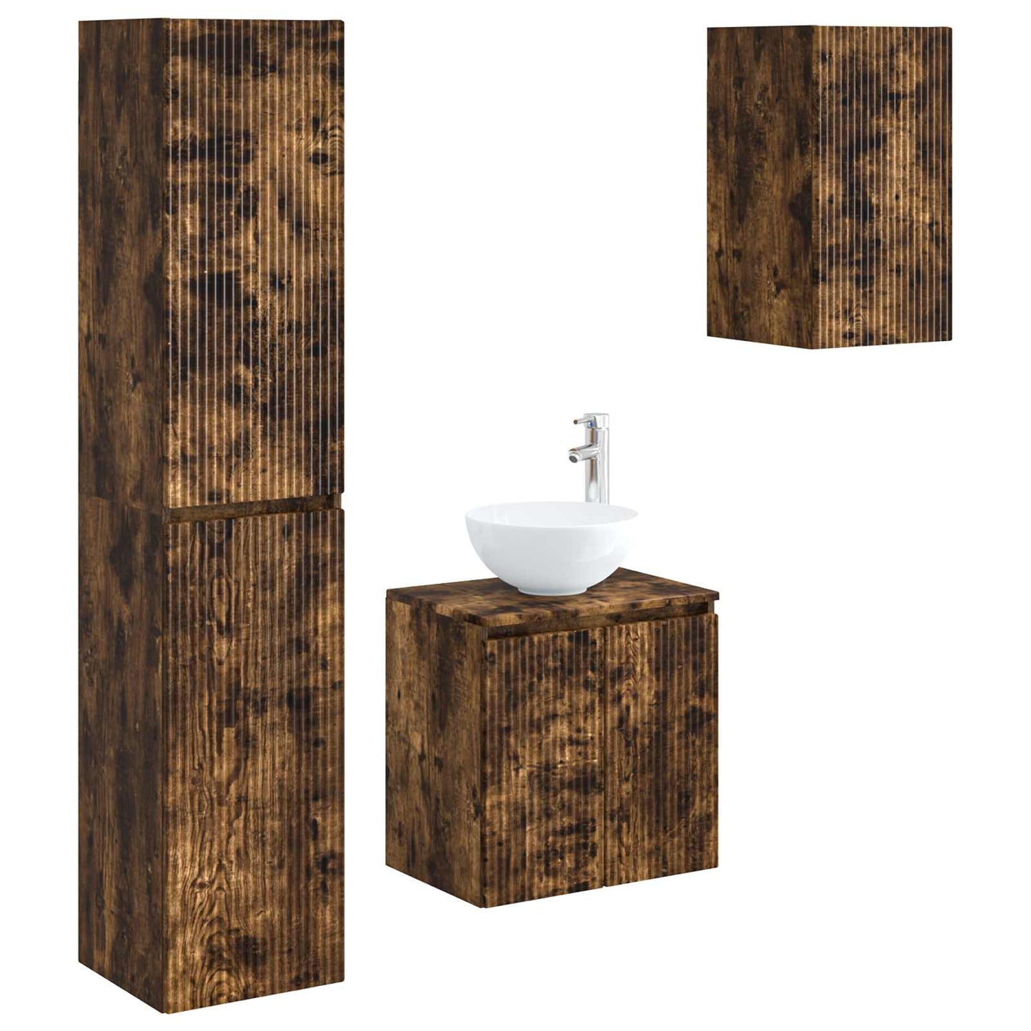 vidaXL Bathroom Furniture Set 3 pcs Smoked Oak 33 x 34.5 x 160 cm