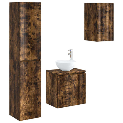 vidaXL Bathroom Furniture Set 3 pcs Smoked Oak 33 x 34.5 x 160 cm