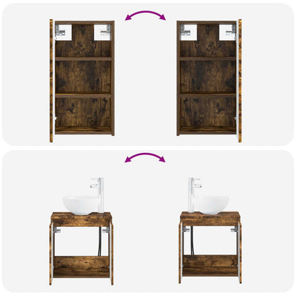 vidaXL Bathroom Furniture Set 3 pcs Smoked Oak 33 x 34.5 x 160 cm