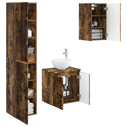 vidaXL Bathroom Furniture Set 3 pcs Smoked Oak 33 x 34.5 x 160 cm