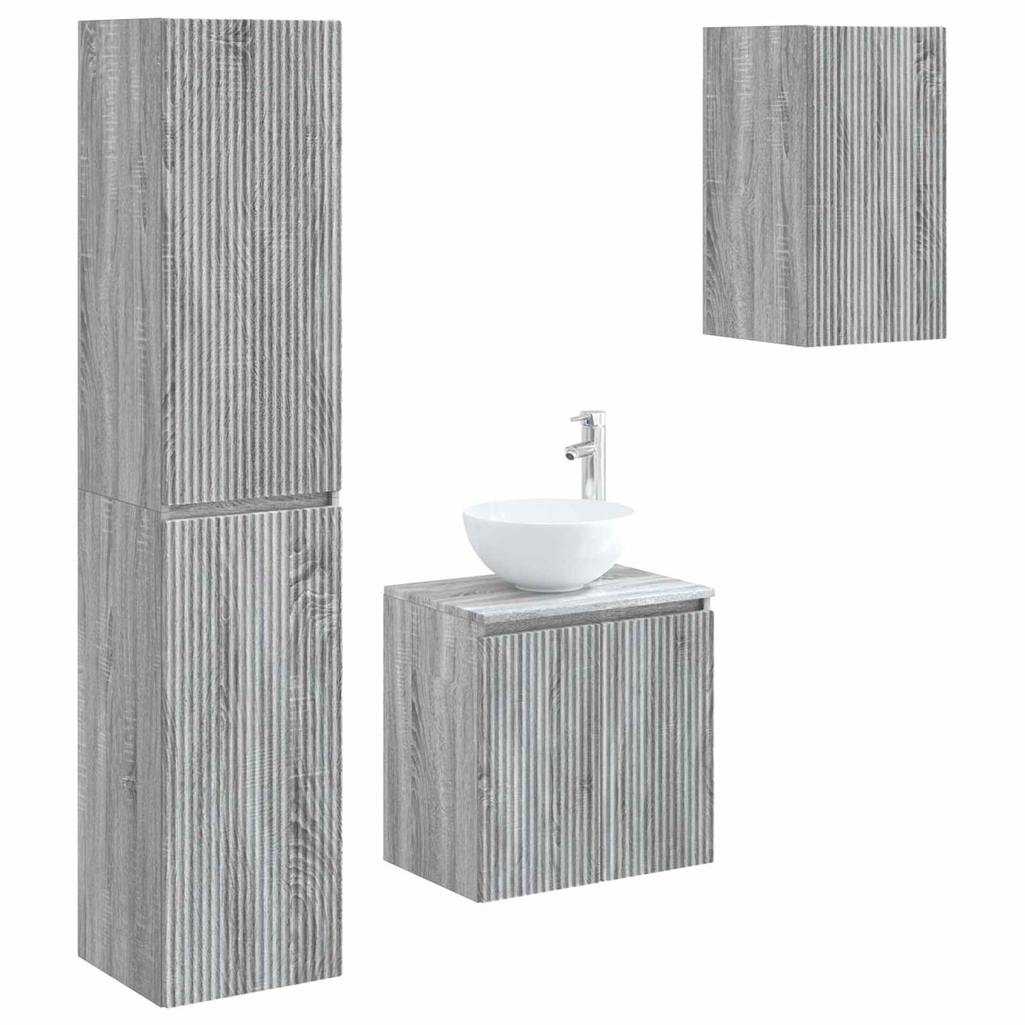 vidaXL Bathroom Furniture Set 3 pcs Grey Sonoma 33 x 34.5 x 160 cm